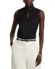 Misook Sleeveless Mandarin Collar Shirt