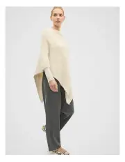 [Seed Heritage] Fluffy Asymmetrical Poncho in Oat Marle