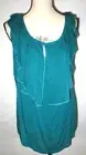 Womens NWT New Romeo Juliet Couture Top Large Rayon Ruffle Dark Aqua Blue Office