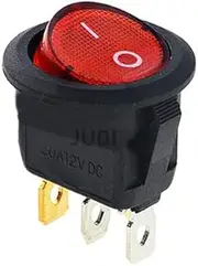 AEHON 4Pcs 12V/220V Led Switch 16A 12V Light Switch Power Switch Car Button Lights ON/Off 3pin Round Rocker Switch KCD1(Red 4Pcs,220V)