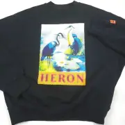 $505 Heron Preston Halftone Crewneck Collar Sweatshirt in Black Navy Mens Small