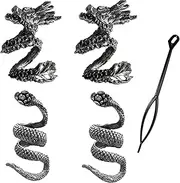 Nutty Natte 4 PCS Viking Dragon and Snake Alloy Beard Beads Hair Dreadlocks Beads for men Beard Bead Coils