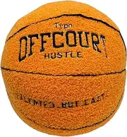 Tezimjia 2023 New Offcourt Basketball Pillow, 11" Shaped Teddy Fleece Embroidered Throw Pillow, Fuzzy Plush Toy Gifts for Kids Boys Girls (Orange)