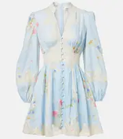 [Zimmermann] Zimmermann Lucky Lace floral linen minidress AU 8 blue