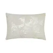 Ivory Silk Lumbar Pillow Cover Set of 2, Beaded & Sequins - All Eyes on Ivory
