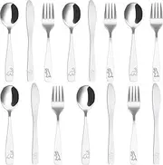 Kids Cutlery Set, Stainless Steel Kids Silverware Set -Toddler Flatware/Child Safe Utensil Set Includes Safe Forks, Spoons and Knives (15PCS)
