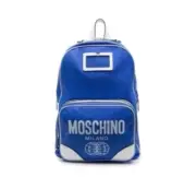 Moschino x Smiley logo-print blue leather backpack - New with Tags!