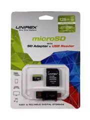 Unirex Ultra High-Speed 128GB MicroSD 3-in-1 Reader USB-A, USB-C, or SD Adapter