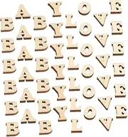 BESTonZON 200pcs Handmade Letter Wood Chips Custom Mini Letters Alphabet Wall Decor DIY Letters for Crafts Az Nauturalz Wood Numbers Letter Tiles DIY Learning Materials Beige Wooden