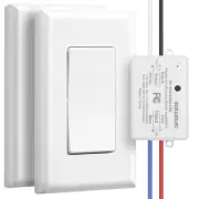 3 Way Wireless Light Switch, No Wiring, No WiFi, 100ft RF Range, Pre-Programm...