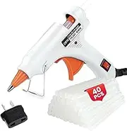 zelphia Mini Hot Glue Gun with 40 Glue Sticks, Gun Nozzle Anti-Scald Design, Fast Heating Hot Melt Gun, 20W Glue Gun Kit, Lightweight Craft Gun for DIY, Home Repairs, Kids' School Projects - White