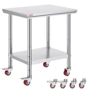 Stainless Steel Work Table with Wheels 24 x 30 Prep Table with casters Heavy Duty Work Table for Commercial Kitchen Restaurant Business (24 x 30 x 33.8