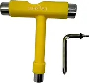 Skate Tool All-in-One, Multi-Function Portable Skateboard T Tools Accessory - with T-Type Allen Key and L-Type Phillips Head Wrench Screwdriver (Yellow)
