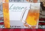 Luminarc Beer Steins 15OZ. New In Box Set of Four "LASER" Made in USA