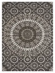 Harbor Mandala Brown Beige Woven Waterproof Outdoor Rug - 3 Sizes