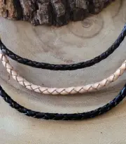 Genuine Leather 4mm Braided Bolo 18" Cord Necklace Sterling Silver Lobster Clasp
