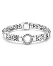 Lagos Sterling Silver Caviar Spark Diamond Circle Beaded Bracelet