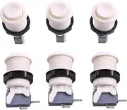 Easyget 6 Piece HAPP Type Standard Arcade Push Button with Microswitch for Mame/Jamma/Arcade Video Games - 30MM Arcade Buttons (White)