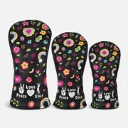 PRG GOLF PEACE, LOVE & GOLF Set of 3 Wood Covers EMBROIDERED LOGOS NEW