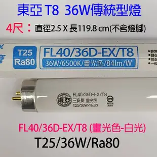 東亞 T8 36W 4尺 傳統燈管 (4.7折)