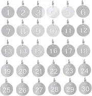 1-30 Key Tags with Labels Stainless Steel Numbered Tags Key Ring Metal Tags Coat Check Tags Key ID Tags Metal Nuber Tags Identifiers Key Label 30 Numbered Keychains for Dormitory Keys House Lockers