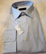 David Donahue Light Blue Trim Fit Dress Shirt Men's 16 1/2 34/35 BE-56