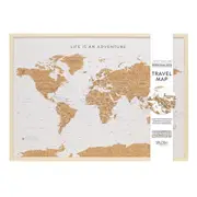 Travel Map Framed Cork Board Around The World Places Tour w/ Hook Large