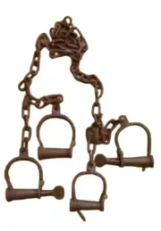 Antique Leg & Hand Cuff Alcatraz Prisoner Transfer Iron Leg and Handcuffs W/ Key
