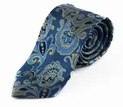Mens Light Blue & Light Yellow Unique Paisley Patterned 8Cm Neck Tie