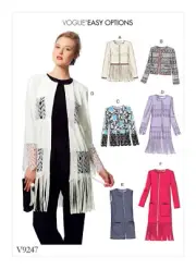 VOGUE SEWING PATTERN 9247 MISSES 4-14 EASY LOOSE OPEN FRONT JACKET, VEST, DUSTER