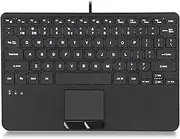 Perixx PERIBOARD-425 Wired Mini USB Keyboard with Touchpad, X Type Scissor Keys, White Backlit, 2 USB Hubs, Compact UK Layout