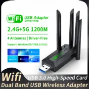 1200Mbps WiFi USB Adapter Dual Band 2.4G+5Ghz Wi-Fi Dongle 4 Antenna High-Speed