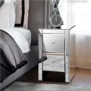 ALFORDSON Mirrored Bedside Table Cabinet Nightstand Side End Table Drawers Ainsley – 2 Drawers(Silver)