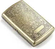 [TOMVAES] Cigarette Case, Mini Tobacco Box, Retro Metal Cigarette Box Double Sided Spring Clip Open Pocket Holder Vintage Golden, 85mm 3.3 Inch King Size 12 Capacity