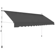 Outdoor Manual Retractable Awning Terrace Patio Shade Adjustable Canopy 3x3.5m