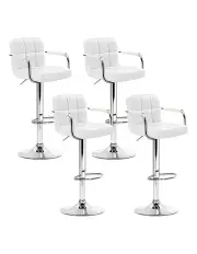 [Artiss] Noa Leather Bar Stool x4 in White
