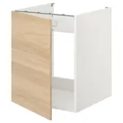 ENHET bc f sink/door, white/oak effect, 60x62x75 cm