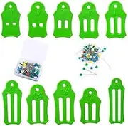 YICBOR 10pcs Multi-Sizes Folding Fabric and Biasing Strips Roll Tool Set with 100pcs/BOX Multi-Color Flower Head Pins Quilting Pins (Green)