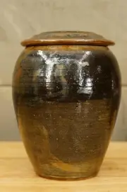 GC Studio Art Pottery Silver Raku Glazed Cremation Funeral Urn 7.5" Tall