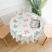Butterfly Tablecloth Round Table Cloth 60 Inch Waterproof Party Table Covers for Picnic Kitchen Outdoor White