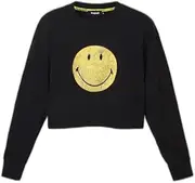 [Desigual] Women's Black Sweat_Smiley 2000 Sweater, L, Black, L