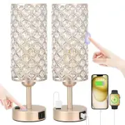 Touch Table Lamps for Bedrooms Set of 2-3 Way Dimmable Champagne Gold Crystal
