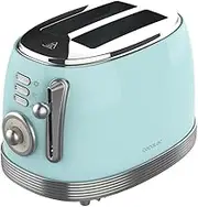 Cecotec Toast&Taste 800 Vintage Light Blue, 850 W, Double Slot, Extra Wide, 3.8 cm, 2 Toasters, Stainless Steel, Vintage Style, Functions, Blue, 03208