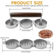 Meat Patty Maker with Handle 3 Cavity Burger Press Metal Hamburger Press xicSd