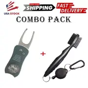 Double-Sided Golf Club Brush & Switchblade Divot Tool Set