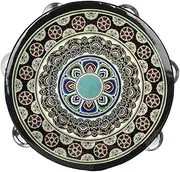 JEWEDECO 8-inch Boys and Girls Tambourine Hand Drum Musical Instrument Toy Double-row Percussion Hand Drum for Dance Props