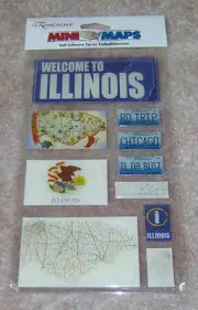 Reminisce Mini Maps Epoxy Sticker ~ Illinois