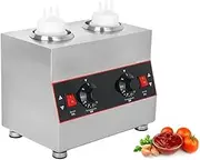 Electric Sauce Warmer, Stainless Steel Food Sauce Dispenser, Temperature Range 30-85℃, with Squeeze Bottle, Suitable for Restaurants, Parties(2 Bottles)