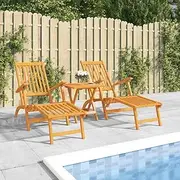 Generic Outdoor Deck Chairs with Footrests 2 pcs Solid Wood Acacia