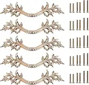 JUXYES Pack of 5 European Style Vintage Cabinet Handles Pulls, Antique Decorative Dresser Drawer Pulls Retro Drawer Pull Handles Knobs for Cupboard Cabinet (Golden)
